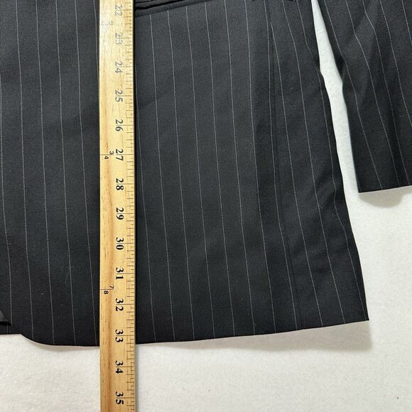 Chaps Suit Jacket Men's 46 Long (46L) 100% Wool Black Pinstripe Sport Coat - Picture 11 of 16